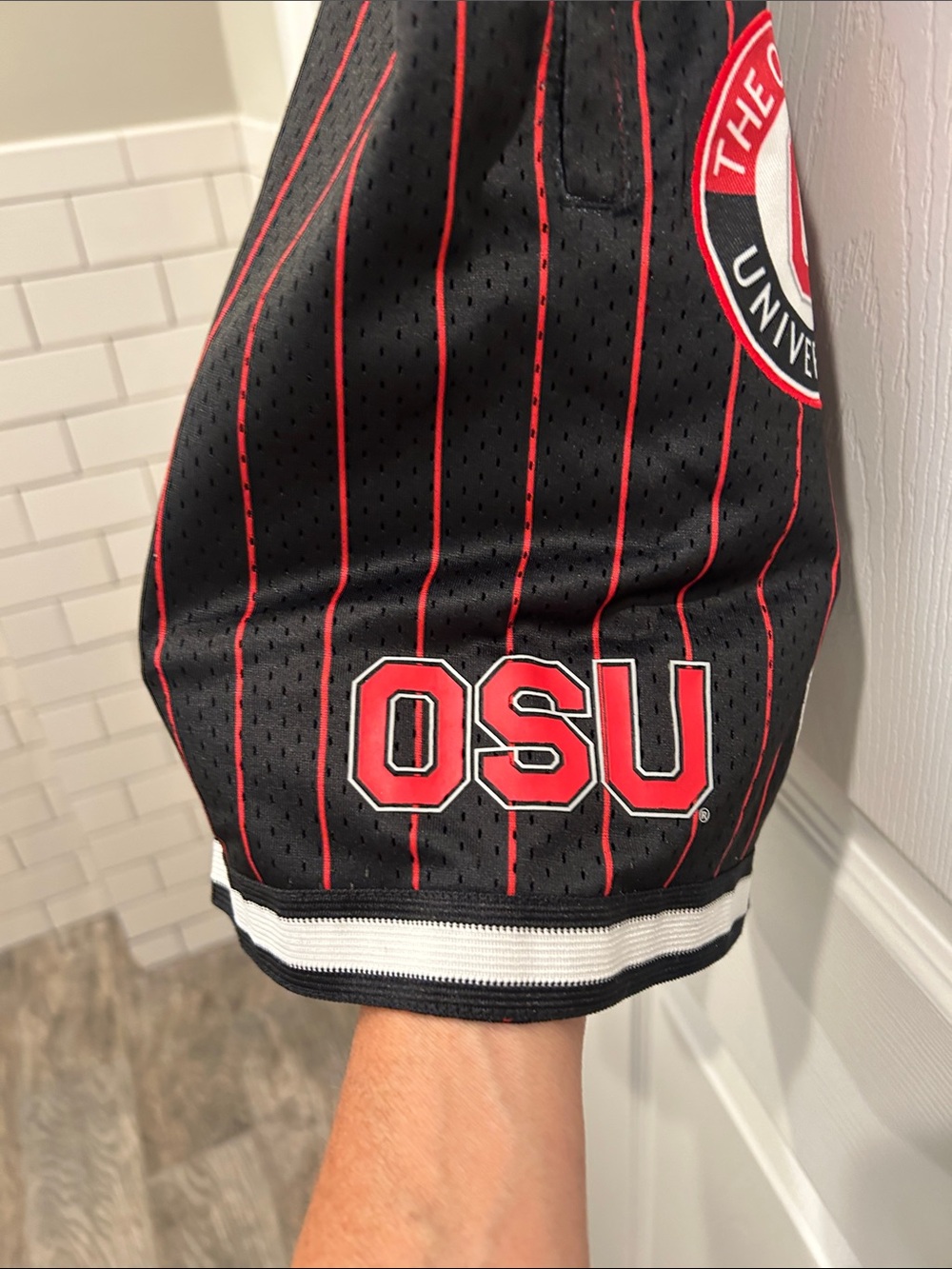 Ohio State Black & Red Pinstripe Athletic Shorts - Picture 4 of 6